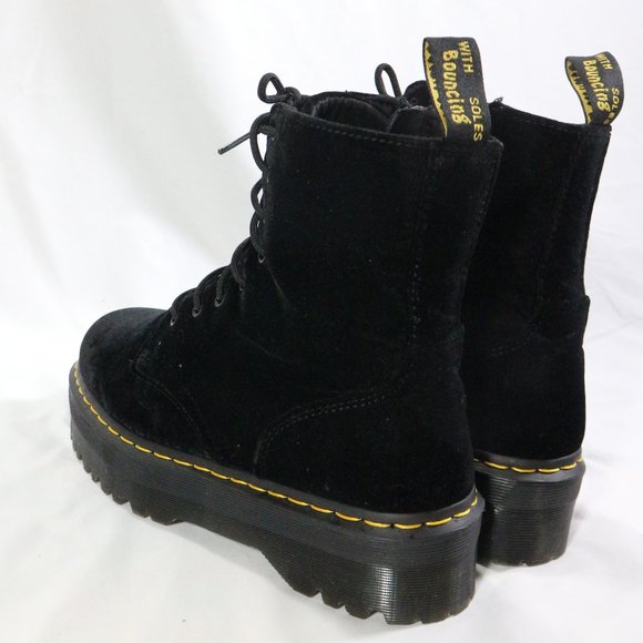 DR MARTEN'S Jadon Black Velvet Platform Zip/Lace Up Boots 12 US Wmn 11 US Men - Picture 9 of 14